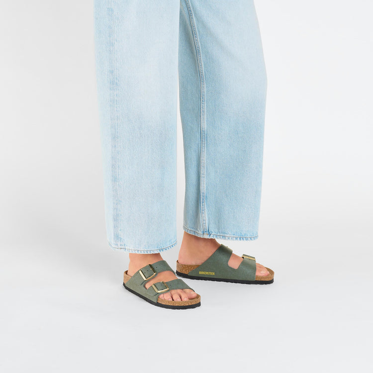 Birkenstock Arizona Soft Birki Vegan Thyme Synthetic on model 1