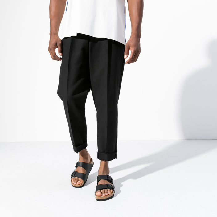 Birkenstock Arizona Soft Footbed Black Birko-Flor on male model