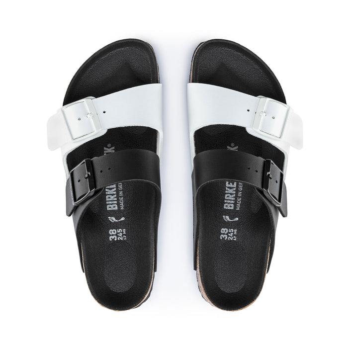 Birkenstock Arizona Split Black White Birko-Flor top view