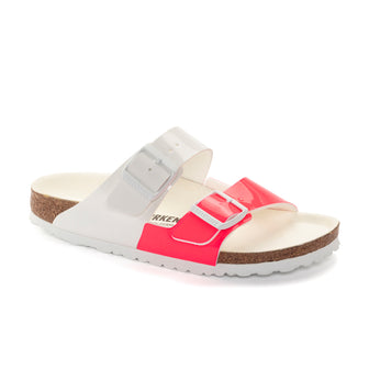 Birkenstock Arizona Vegan Split Neon Pink/White Birko-Flor Patent