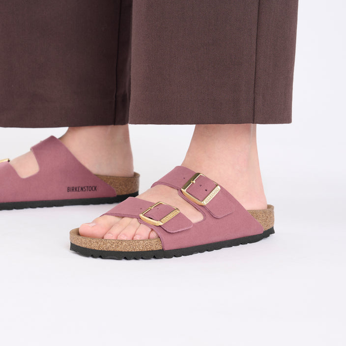 Birkenstock Arizona Vegan Berry Crush Synthetic on model 2