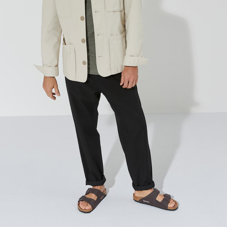 Birkenstock Arizona Vegan Black Birkibuc on model 1