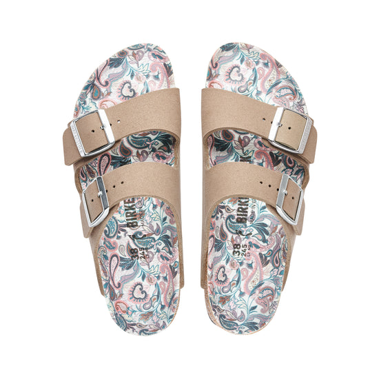 Birkenstock Arizona Vegan Paisley Grey Taupe Synthetic top view