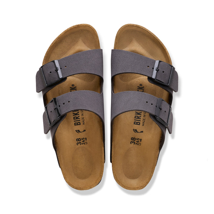 Birkenstock Australia Arizona Velvet Grey Tonal Buckles BirkiBuc top view