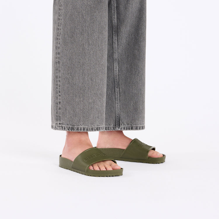 Birkenstock Barbados EVA Khaki on model 1