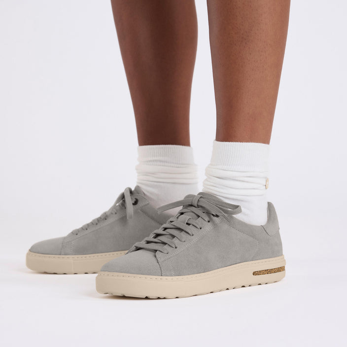 Birkenstock Bend Low Stone Coin Suede Leather on model 2