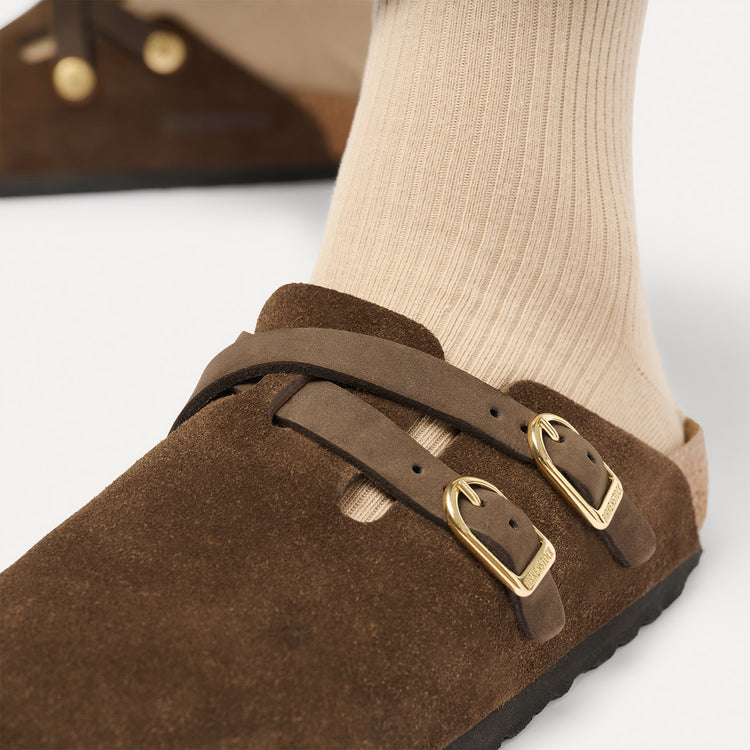 Birkenstock Australia Blair D-Buckle Carafe Suede Leather On Model 2