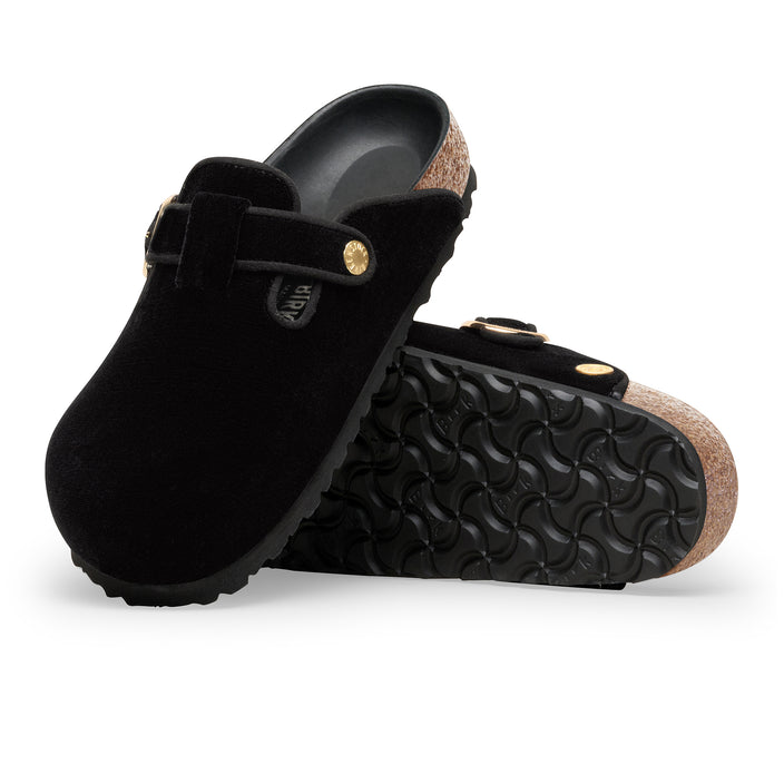 Birkenstock Boston Big Buckle Black Velvet sole view