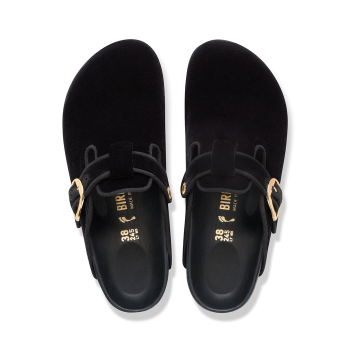 Birkenstock Boston Big Buckle Black Velvet top view