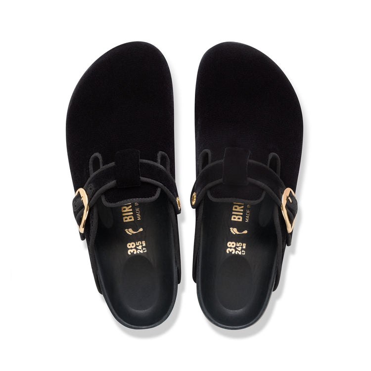 Birkenstock Boston Big Buckle Black Velvet top view