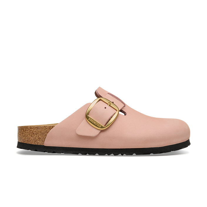 Birkenstock Australia Boston Big Buckle Soft Pink Nubuck Leather side view