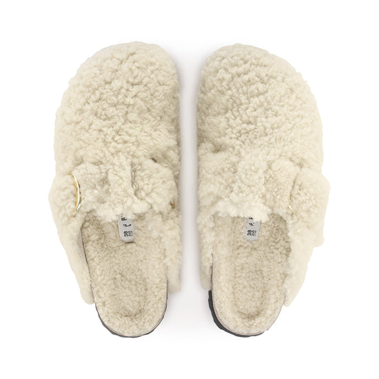 Birkenstock Boston Big Buckle Teddy Shearling Eggshell top view