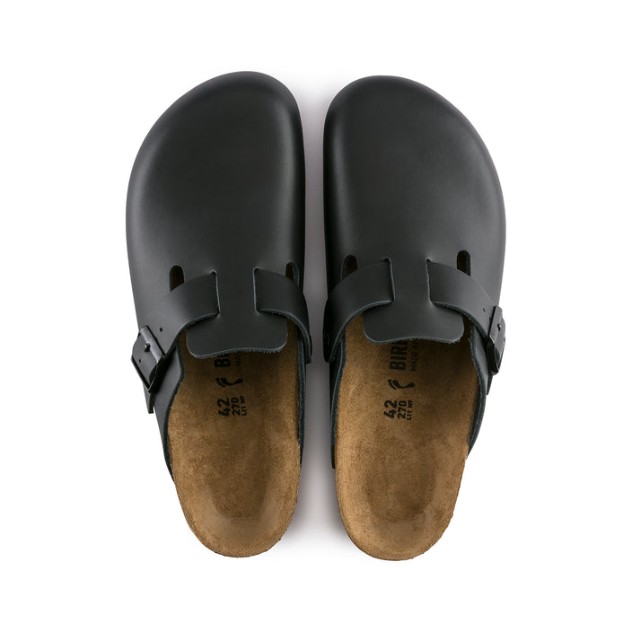 Birkenstock Boston Black Smooth Leather top view