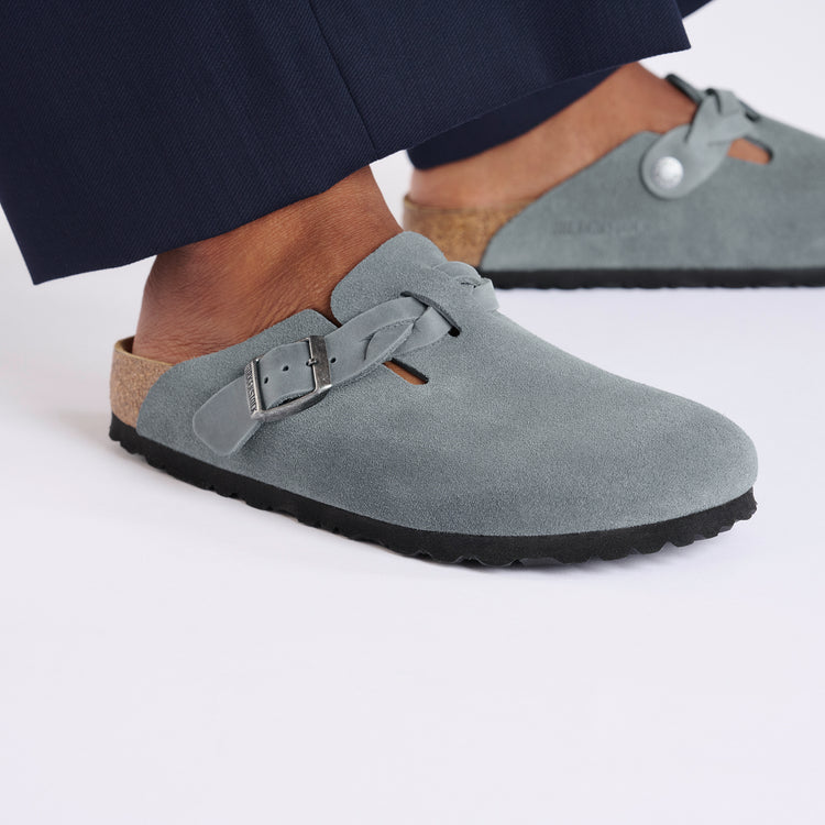 Boston Braided Basalt Grey Suede Leather