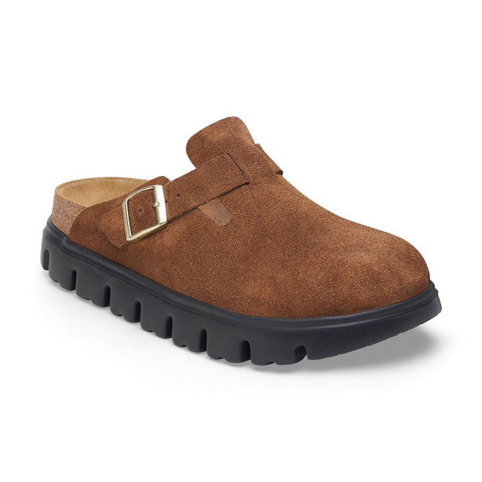 Birkenstock Boston Chunky Dark Tea Suede Leather 