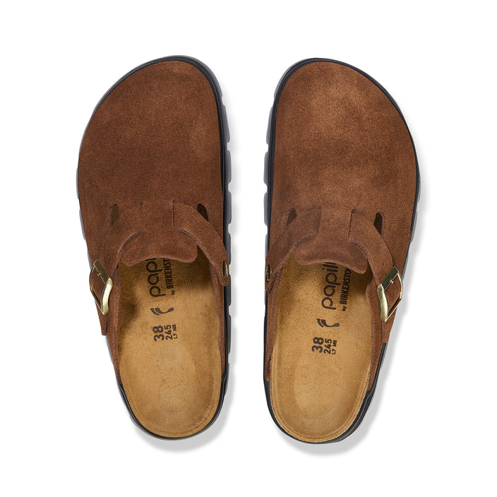 Birkenstock Boston Chunky Dark Tea Suede Leather top view