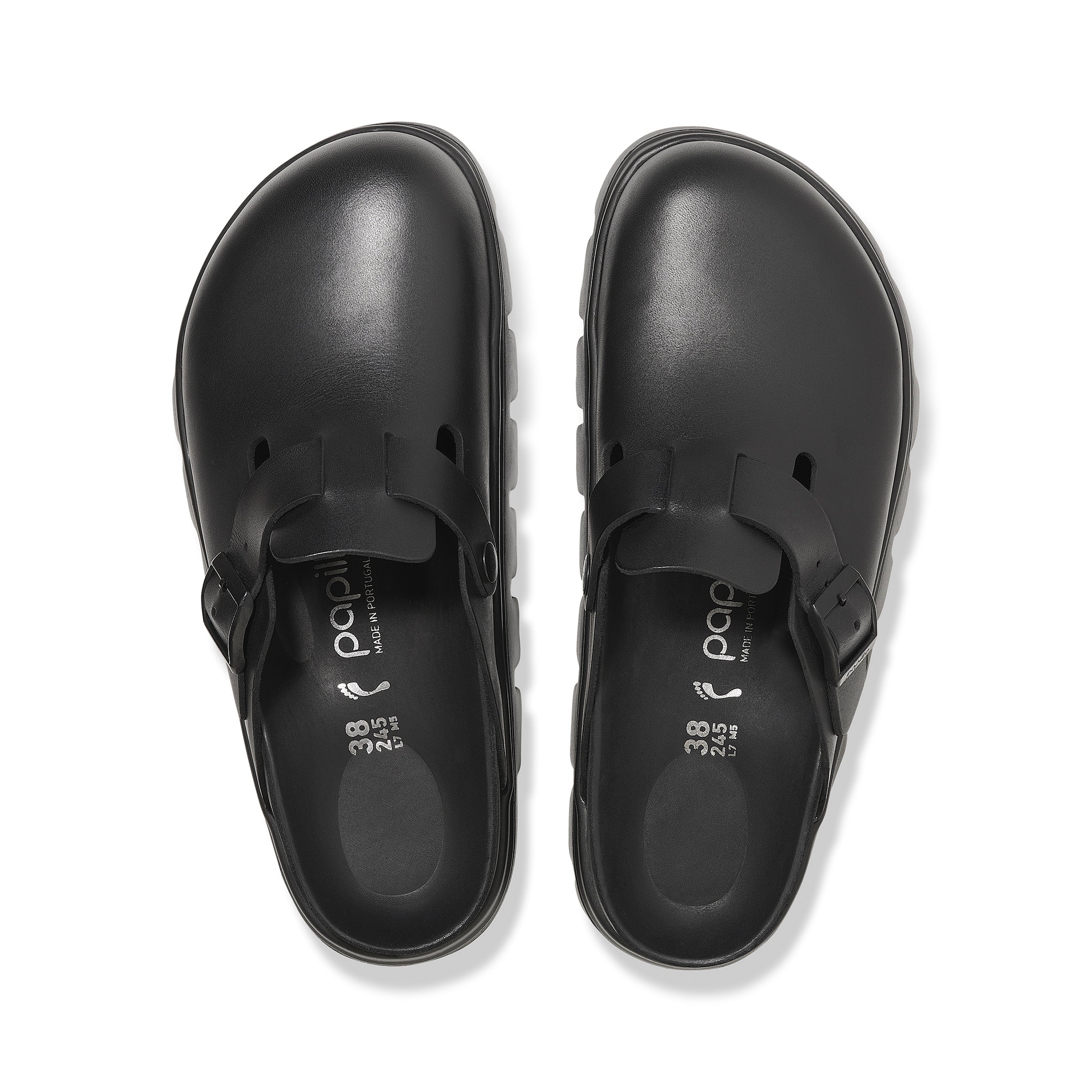 Boston Chunky Exquisite Black Smooth Leather