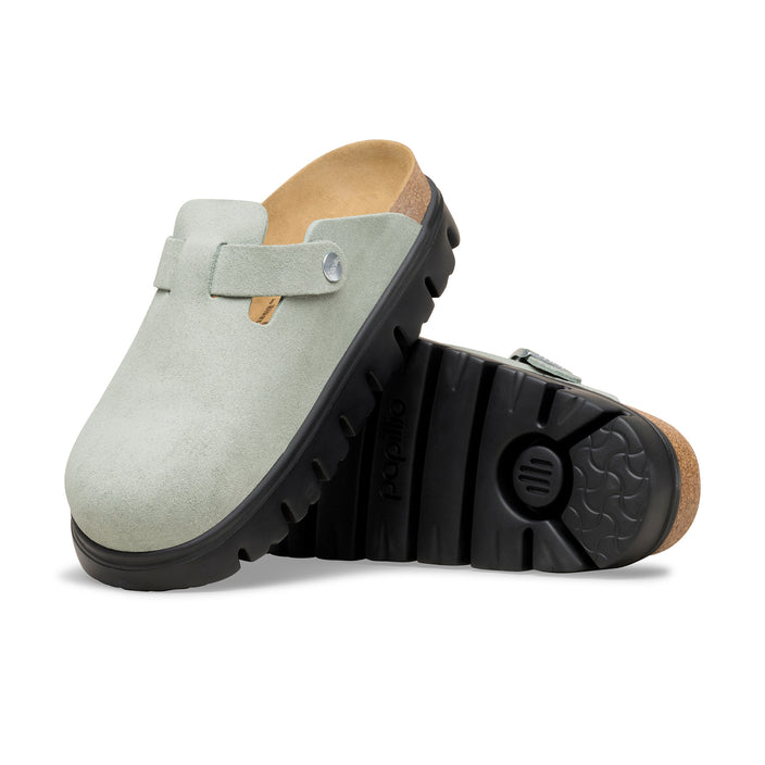 Birkenstock Australia Boston Chunky Pure Sage Suede Leather sole view