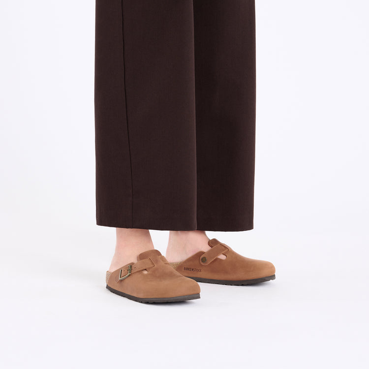 Birkenstock Australia Boston Cognac Oiled Leather on model