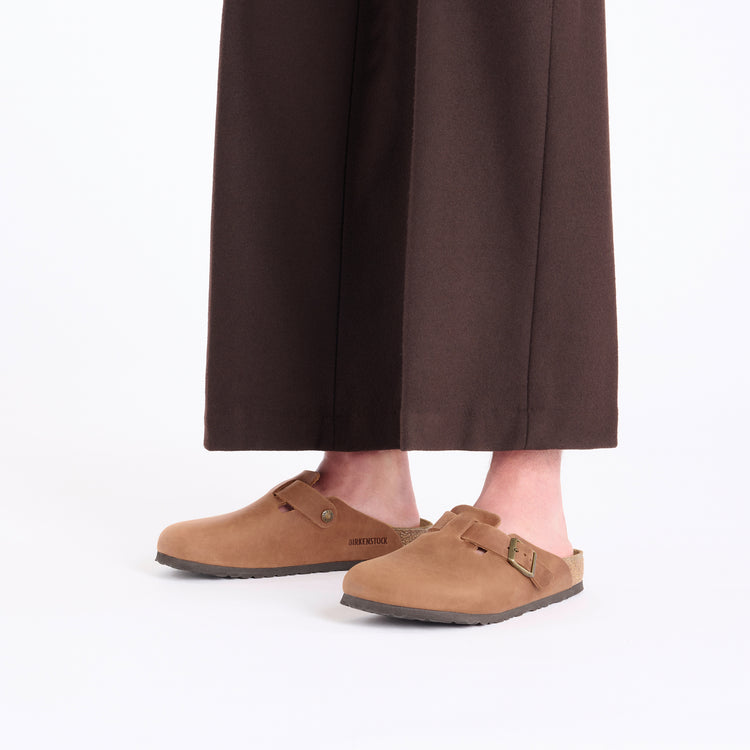 Birkenstock Australia Boston Cognac Oiled Leather on model alternative