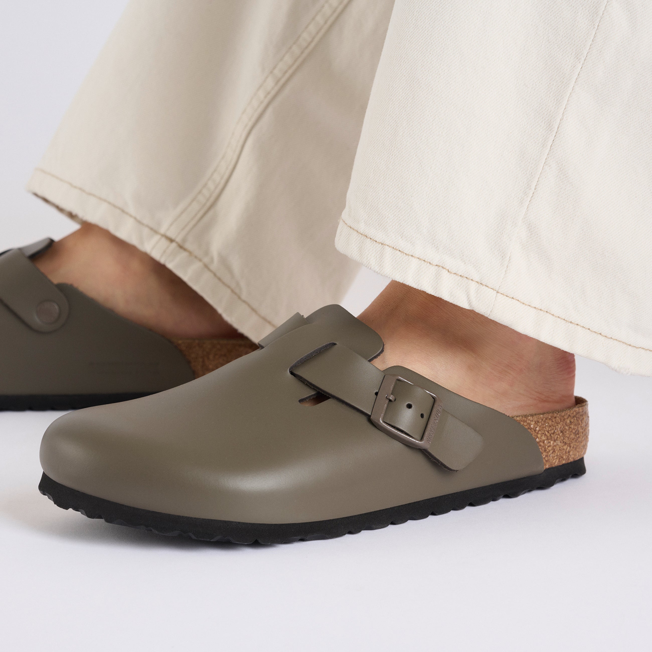 Birkenstock Boston Concrete Grey Smooth Leather