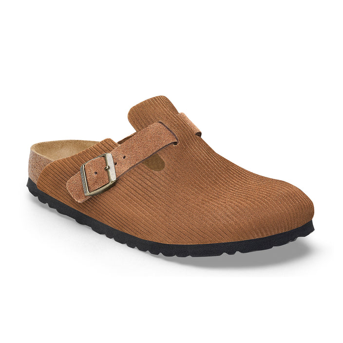 Birkenstock Boston Corduroy Dark Tea Embossed Suede Leather 