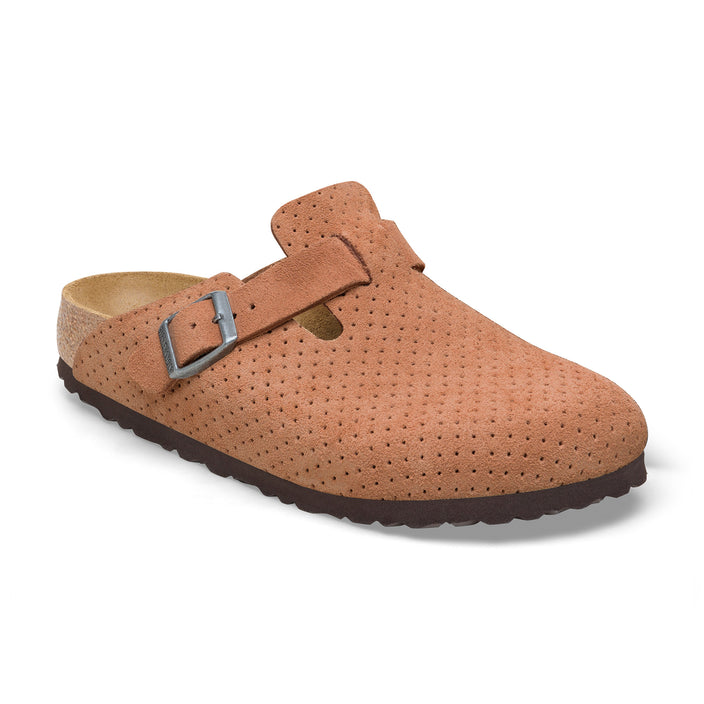 Birkenstock Boston Embossed Suede Leather Burnt Orange
