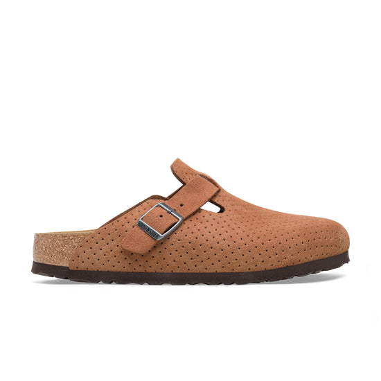 Birkenstock Boston Embossed Suede Leather Burnt Orange side view