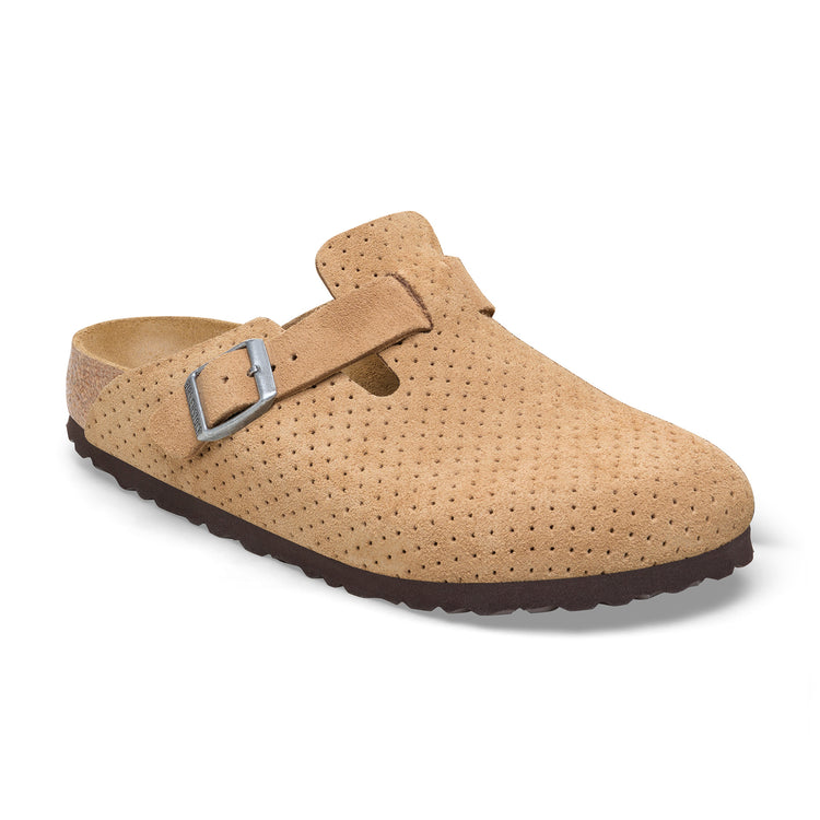 Birkenstock Boston Embossed Suede Leather New Beige 