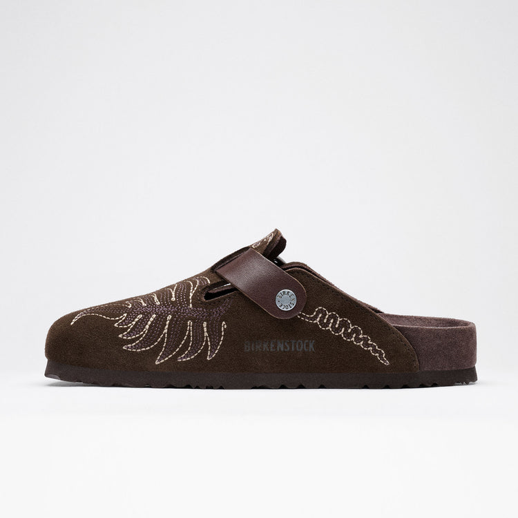 Boston Etro Embroidery Chocolate Suede Leather side alt view