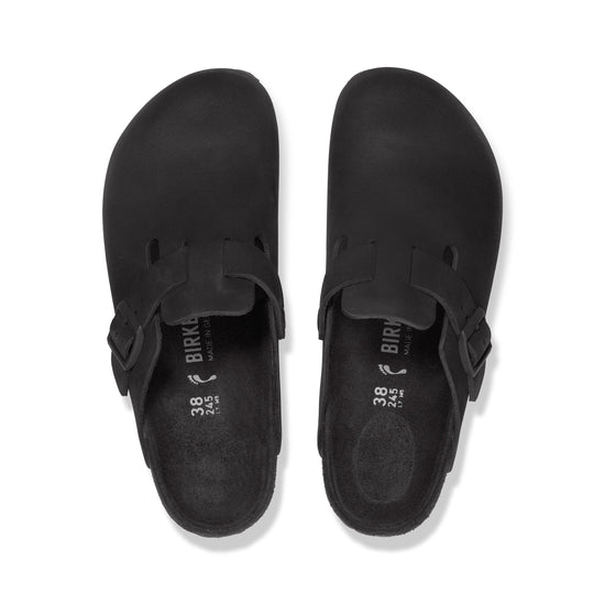 Birkenstock Boston Exquisite Black Nubuck Leather top view