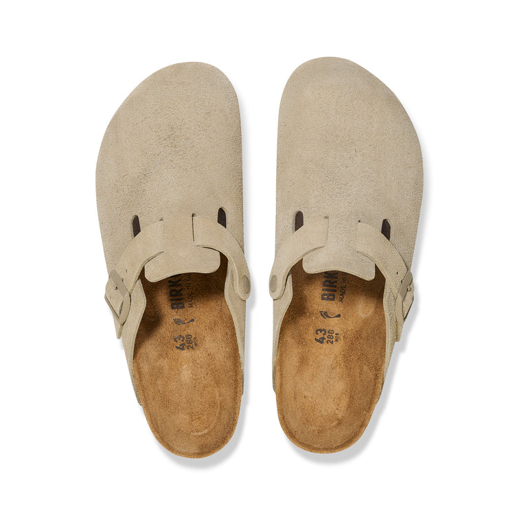 Birkenstock Boston Faded Khaki Suede Leather top view