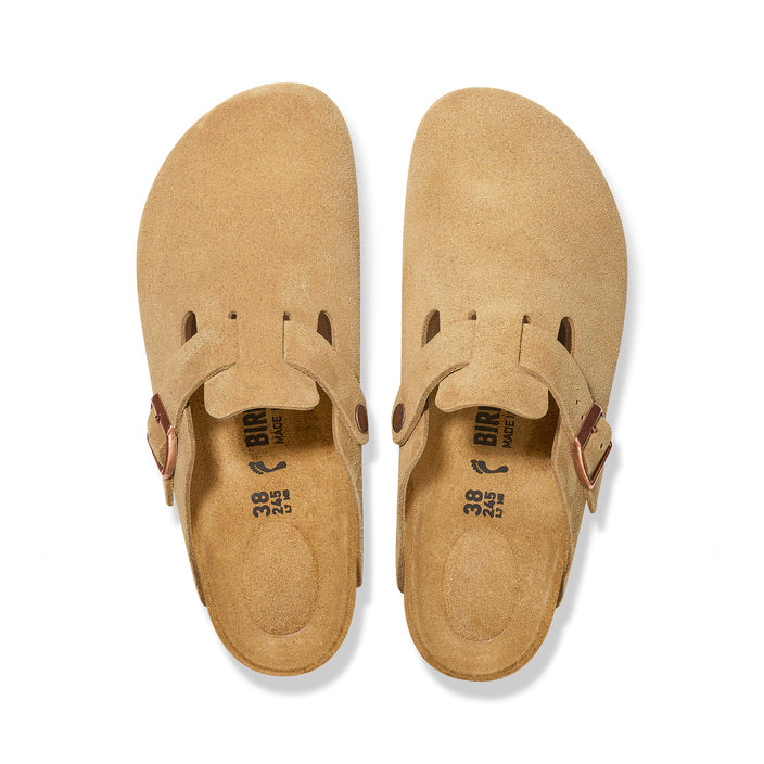 Birkenstock Boston Latte Cream Suede Leather top view