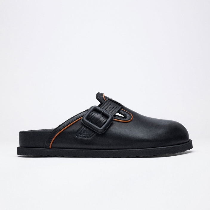 Birkenstock Australia Boston Leather Buckle Exquisite Black Nappa Leather side view