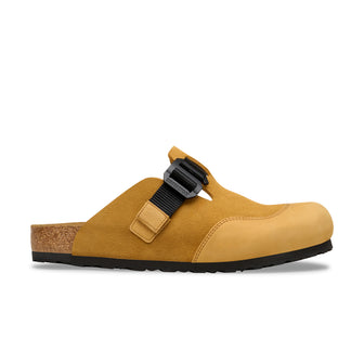 Birkenstock Australia Boston Nova Cork Brown Suede/Natural Leather side view
