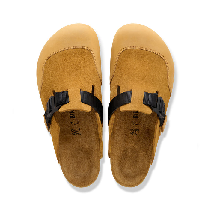 Birkenstock Australia Boston Nova Cork Brown Suede/Natural Leather top view