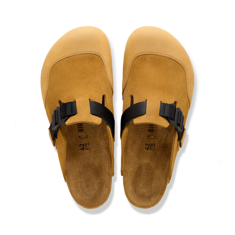 Birkenstock Australia Boston Nova Cork Brown Suede/Natural Leather top view