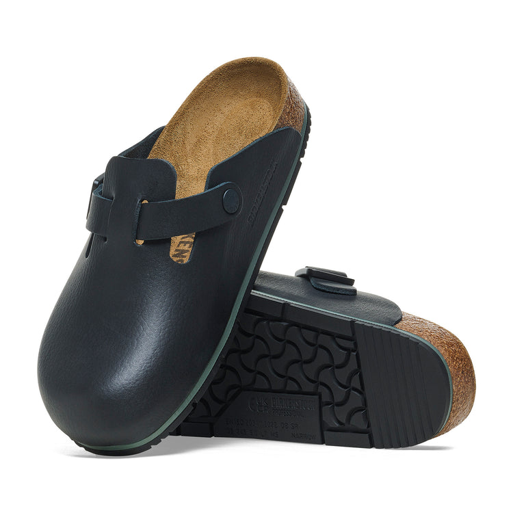 Birkenstock Boston Pro PU Coated Natural Leather Black sole view