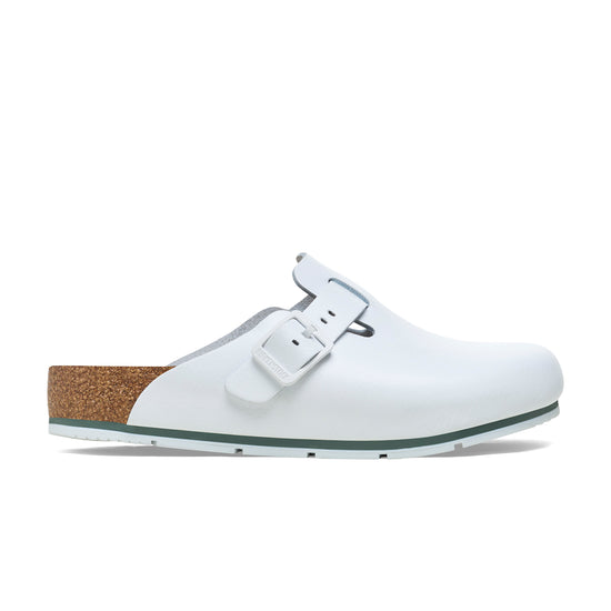 Birkenstock Boston Pro PU Coated Natural Leather White side view