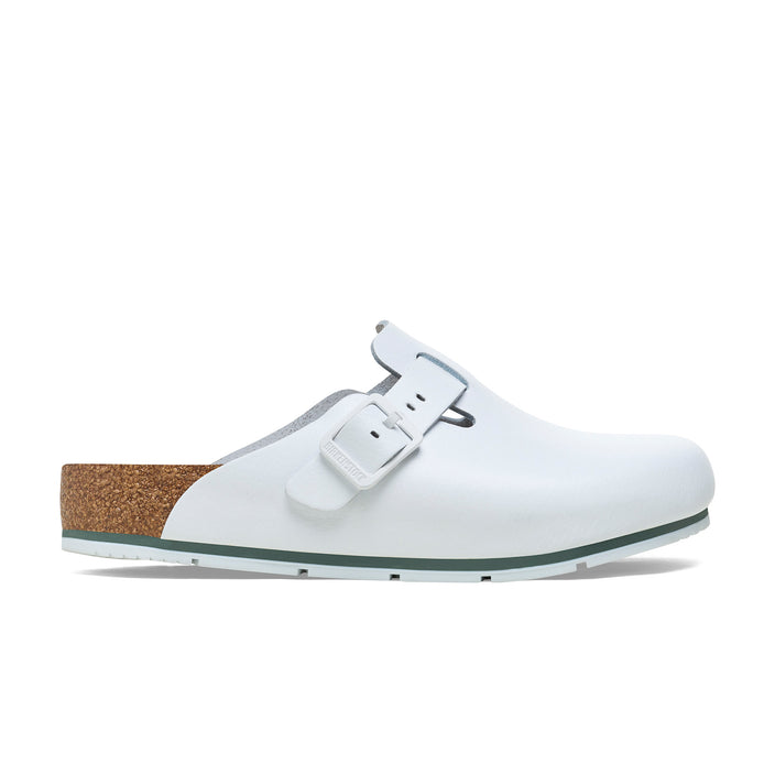 Birkenstock Boston Pro PU Coated Natural Leather White side view