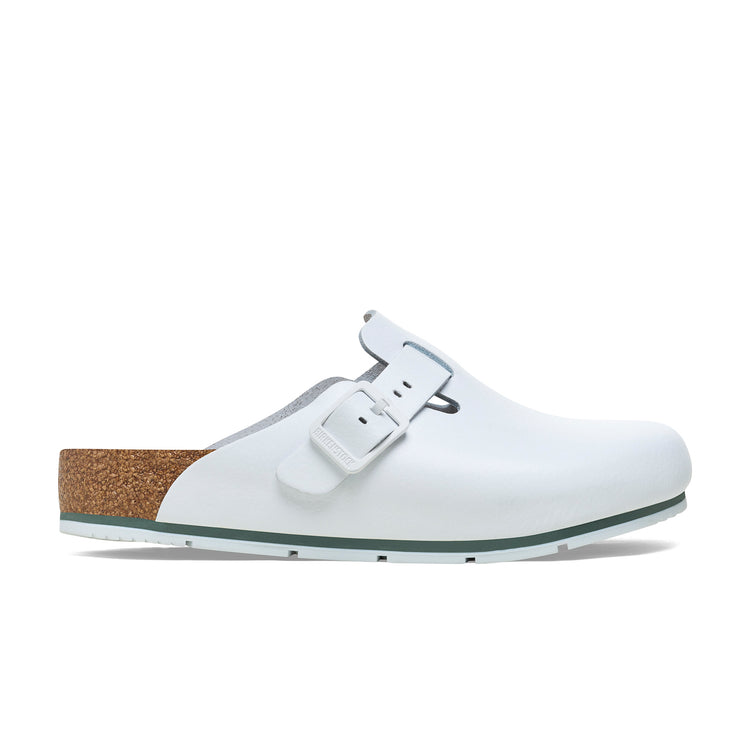 Birkenstock Boston Pro PU Coated Natural Leather White side view