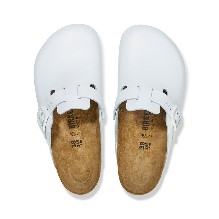 Birkenstock Boston Pro PU Coated Natural Leather White top view