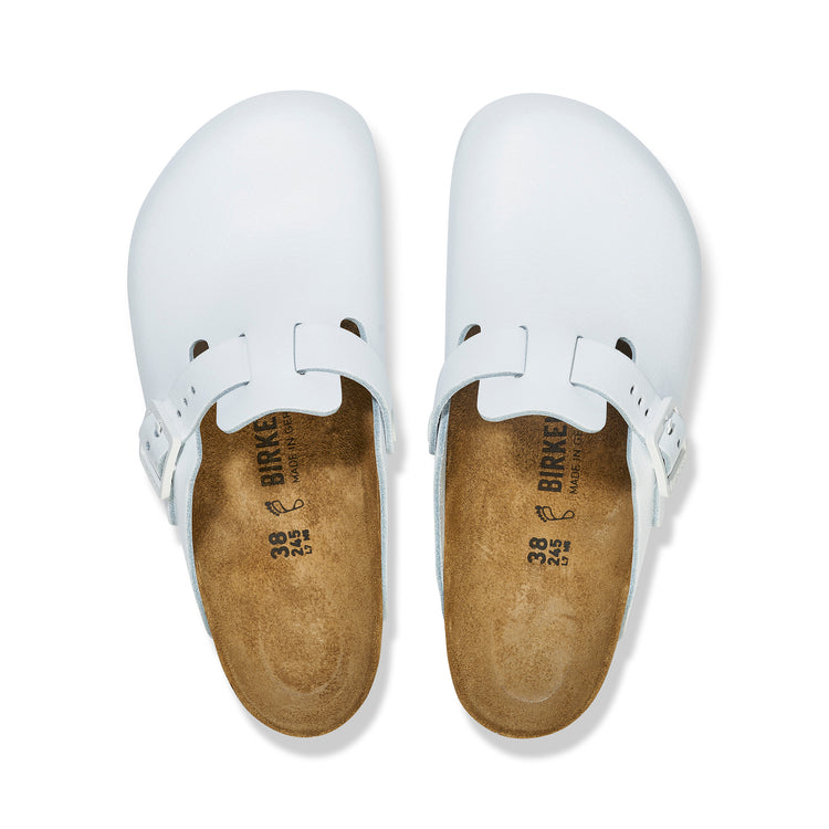 Birkenstock Boston Pro PU Coated Natural Leather White top view