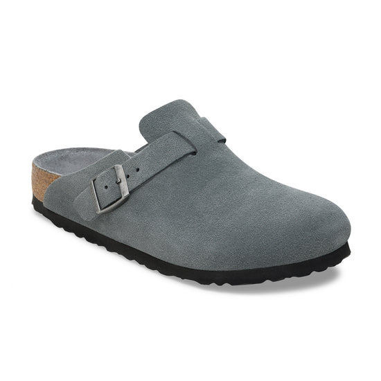 Birkenstock Boston SFB Basalt Grey Tonal Footbed Suede Leather 