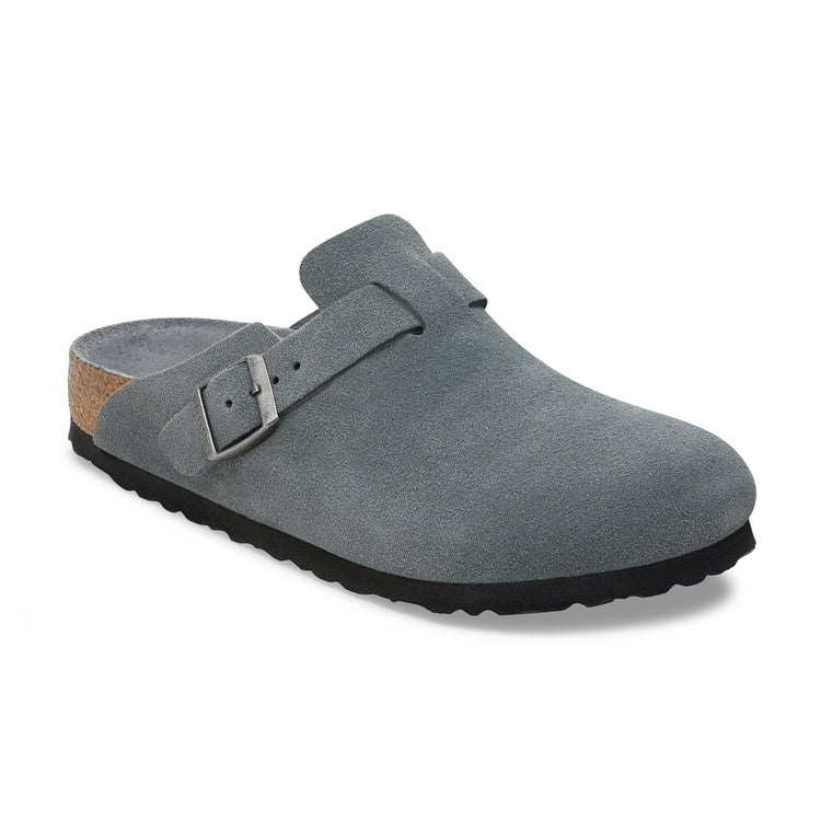 Birkenstock Boston SFB Basalt Grey Tonal Footbed Suede Leather 