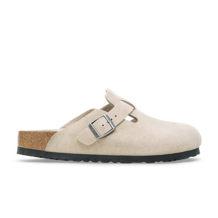Birkenstock Boston SFB Oyster Tonal Footbed Suede Leather side view