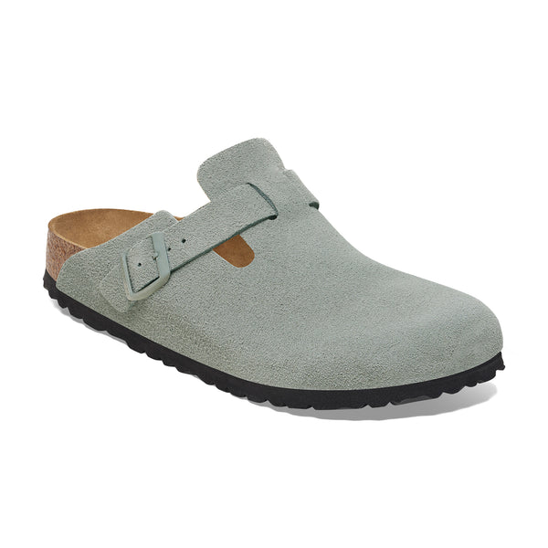 Birkenstock Boston Soft Footbed Pure Sage Suede Leather