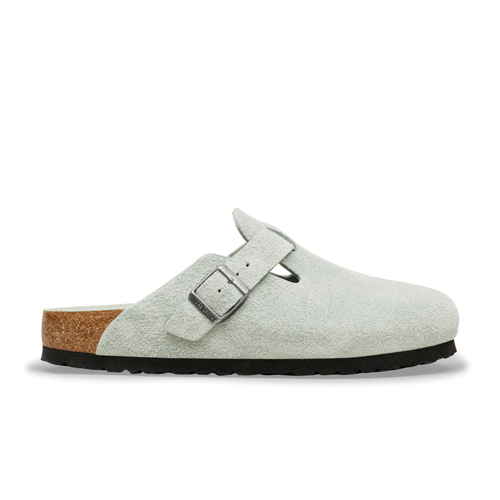 Birkenstock Australia Boston SFB Pure Sage Tonal Footbed Suede Leather side view