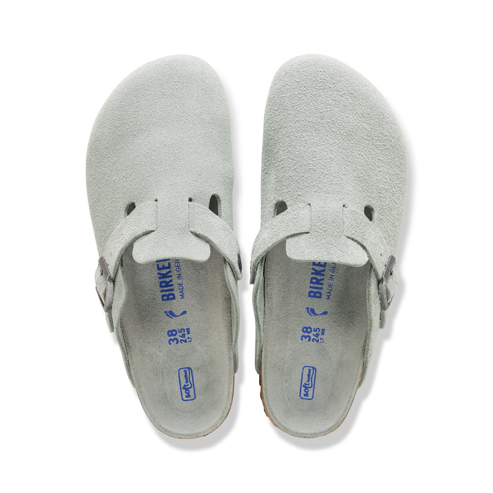 Birkenstock Australia Boston SFB Pure Sage Tonal Footbed Suede Leather top view