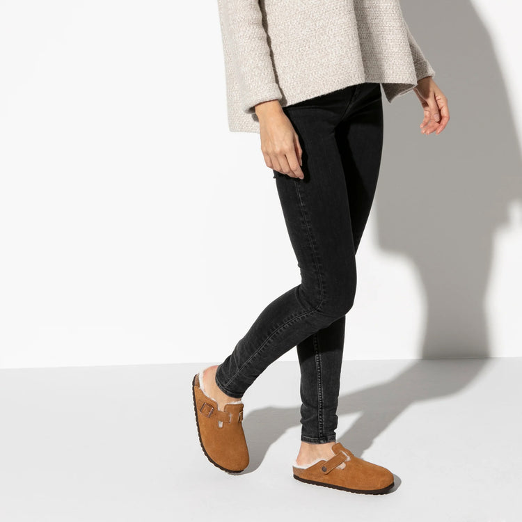 Birkenstock Boston Shearling Mink Suede Leather/Shearling detail 1 